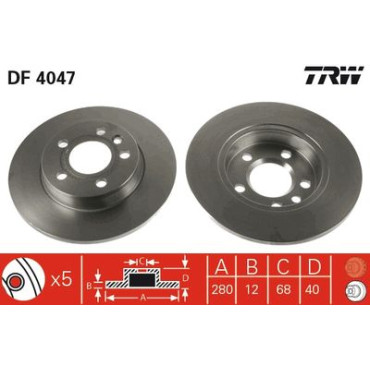 Тормозной диск зад.Т4 TRW df4047