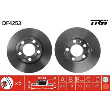 Гальмівний диск передній TRW df4253