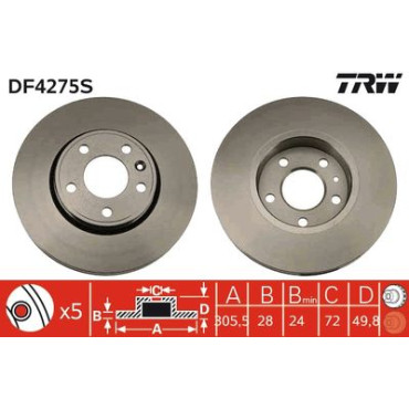 Тормозной диск передний TRW df4275s