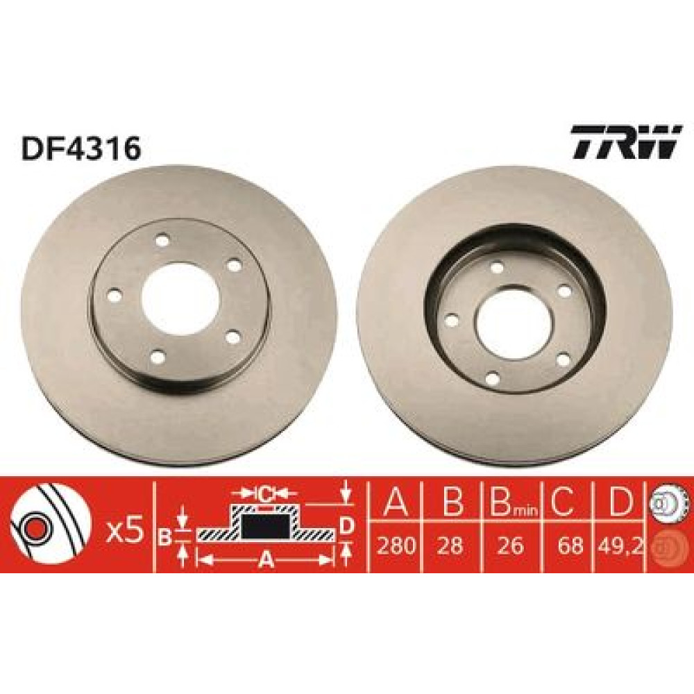 Диск тормозной TRW df4316
