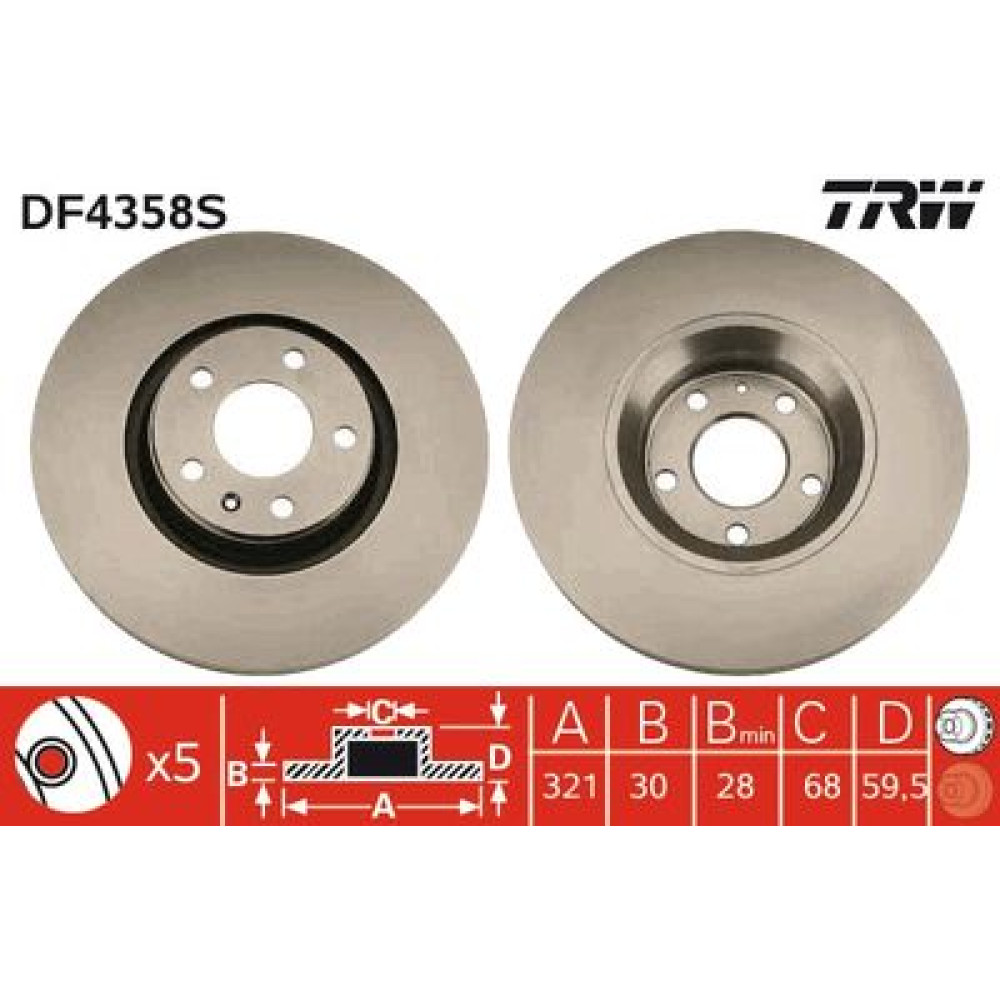 Тормозной диск передний TRW df4358s