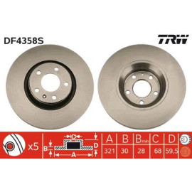 Тормозной диск передний TRW df4358s