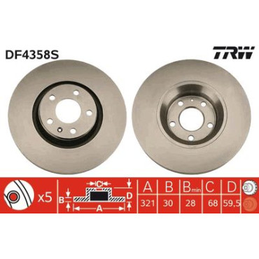 Тормозной диск передний TRW df4358s