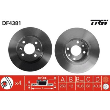 Тормозной диск передний TRW df4381