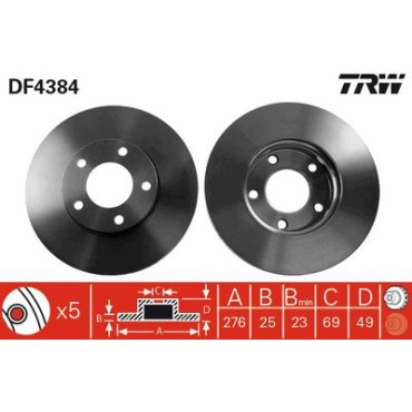 Гальмівний диск передній TRW df4384