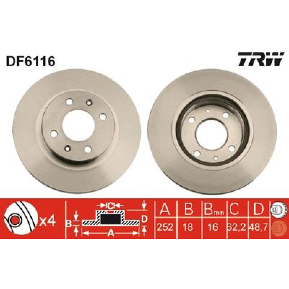 Диск тормозной TRW df6116