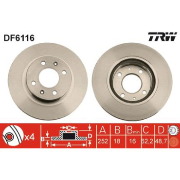 Диск тормозной TRW df6116