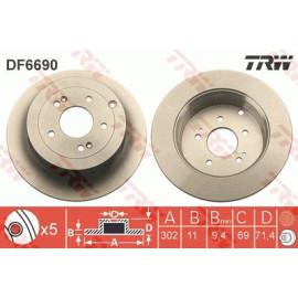 TRW df6690 Тормозной диск задний TRW df6690