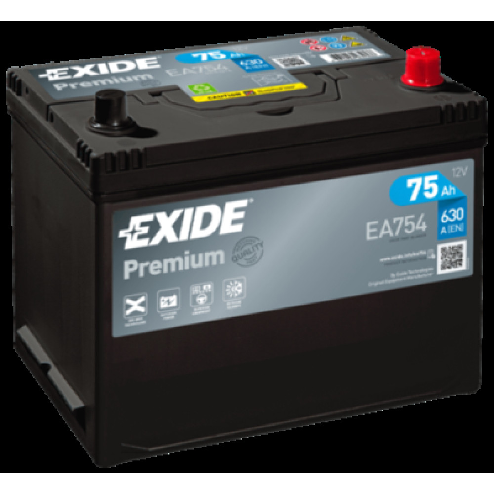 Акумулятор 75ач, 630а EXIDE ea754