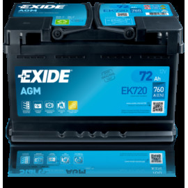 Акумулятор автомобільний AGM Start-Stop 12V/72Ah/760 (R+) EXIDE ek720