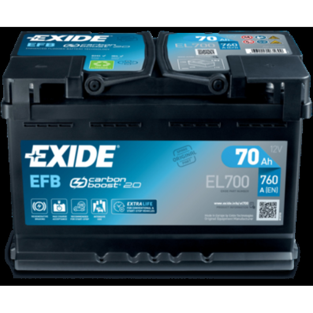 Акумулятор 70ач, 720а EXIDE el700