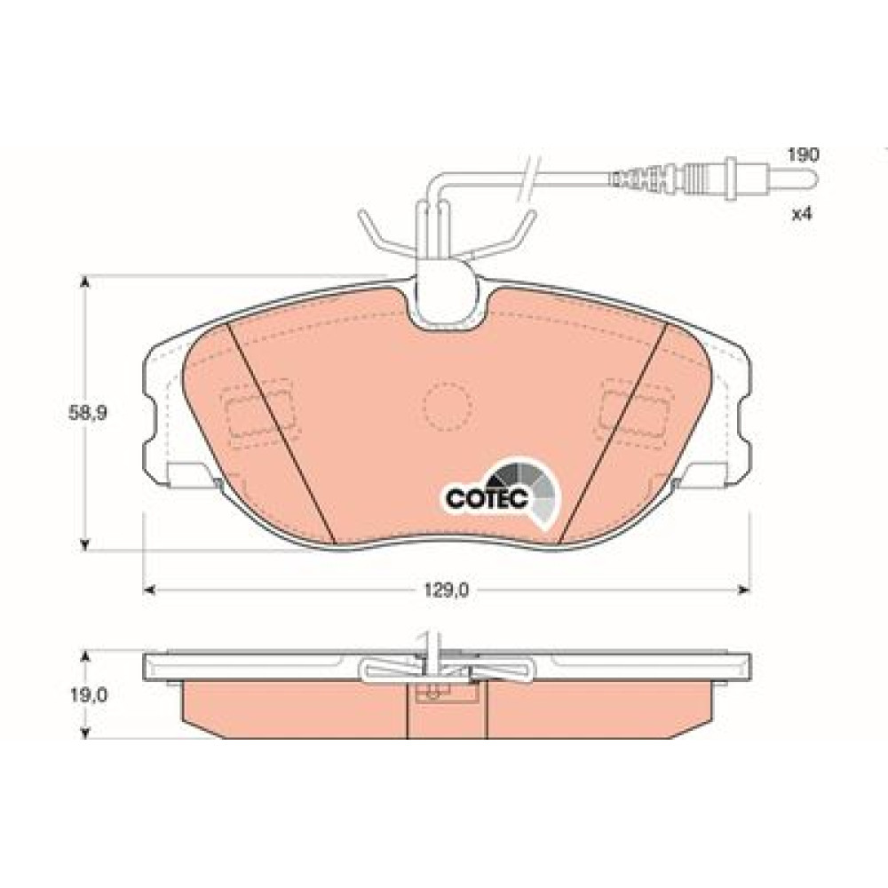 Комплект гальмівних колодок з 4 шт. дисків TRW gdb1148