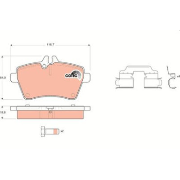 Комплект гальмівних колодок з 4 шт. дисків TRW gdb1629