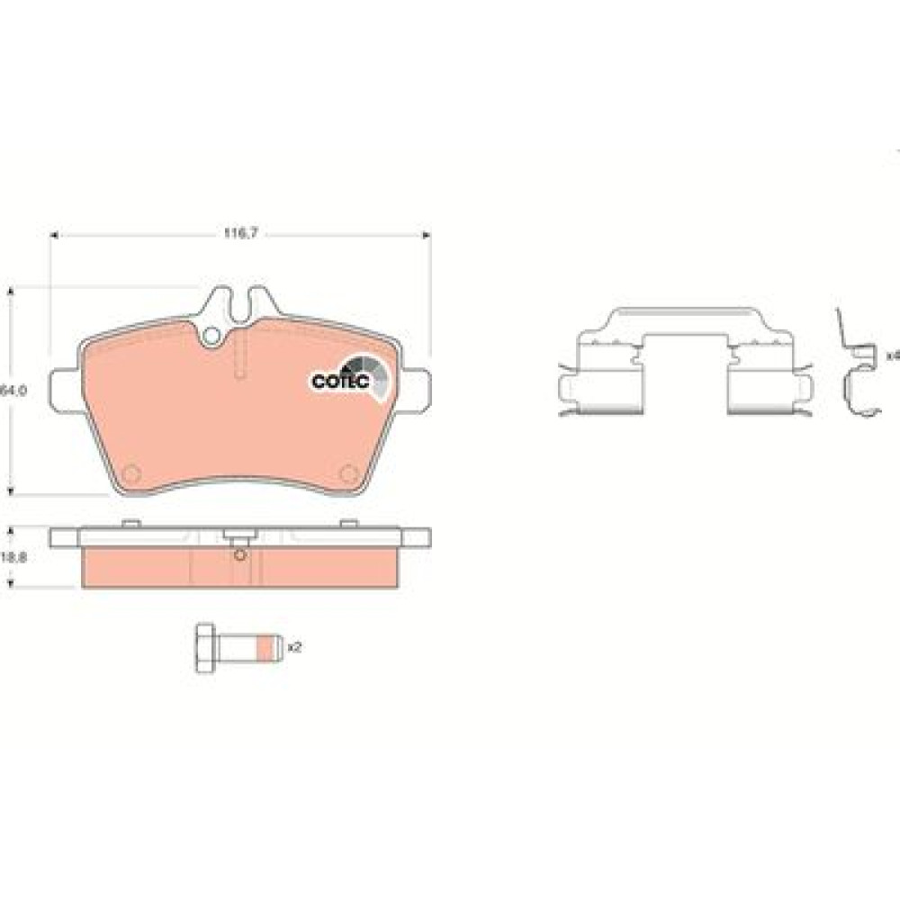 Комплект гальмівних колодок з 4 шт. дисків TRW gdb1630