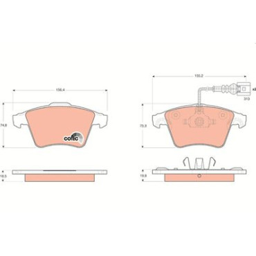 Комплект гальмівних колодок з 4 шт. дисків TRW gdb1651