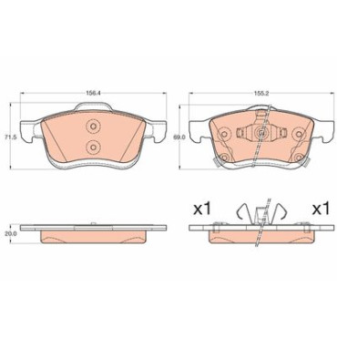 Комплект гальмівних колодок з 4 шт. дисків TRW gdb2060