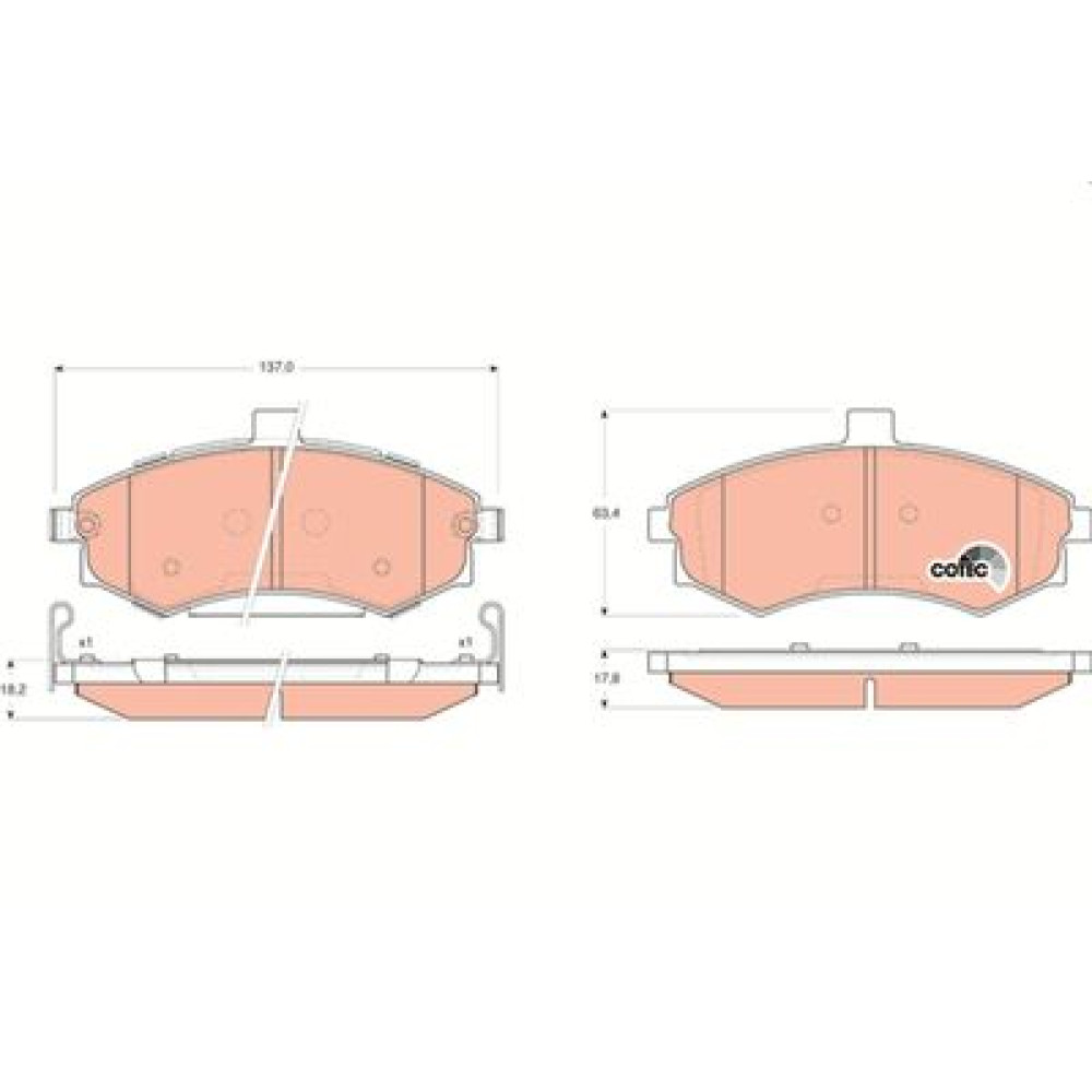 Комплект гальмівних колодок з 4 шт. дисків TRW gdb3378