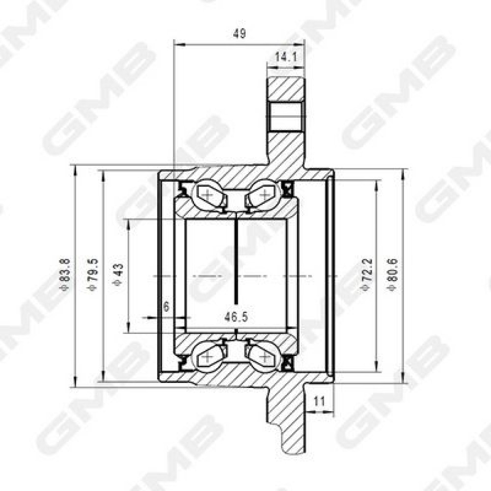 Підшипник маточини GMB gh22810