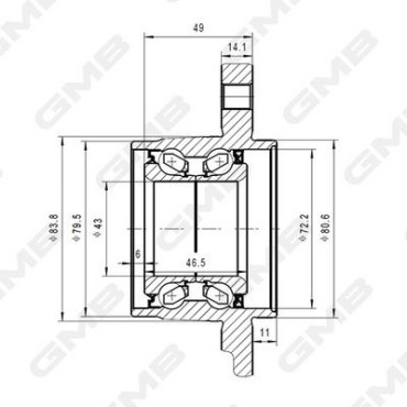 Підшипник маточини GMB gh22810