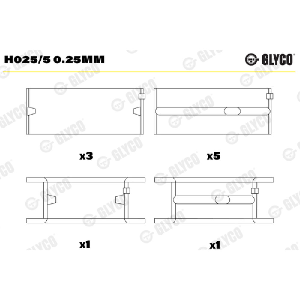Комплект вкладишів двигуна Glyco h025/5025mm