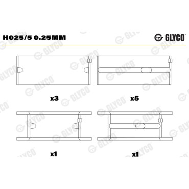 Комплект вкладышей двигателя Glyco h025/5025mm