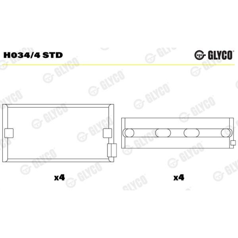 Комплект вкладишів двигуна Glyco h034/4std