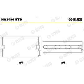 Комплект вкладишів двигуна Glyco h034/4std