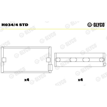 Комплект вкладышей двигателя Glyco h034/4std