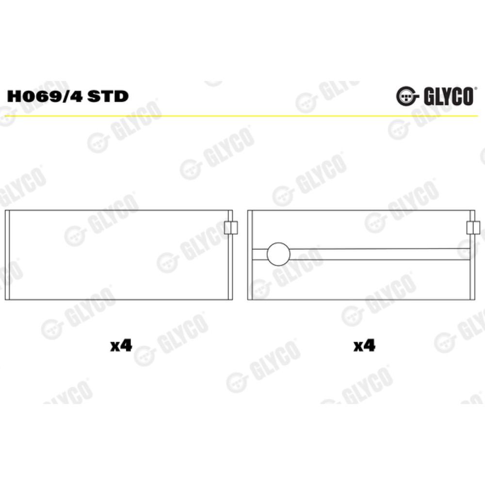 Комплект вкладишів двигуна Glyco h069/4std