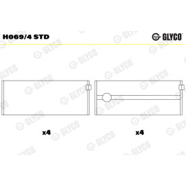 Комплект вкладишів двигуна Glyco h069/4std