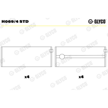 Комплект вкладышей двигателя Glyco h069/4std