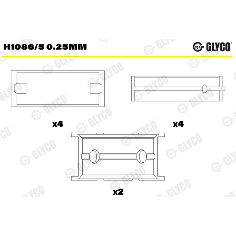 Комплект вкладишів двигуна Glyco h1086/5025mm