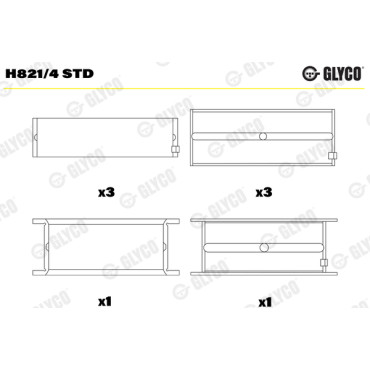 Комплект вкладишів двигуна Glyco h821/4std
