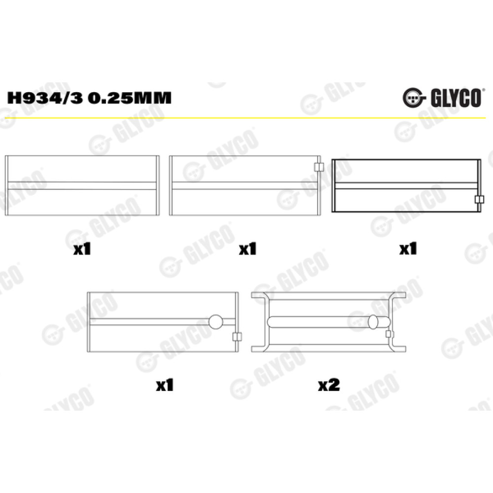 Комплект вкладышей двигателя Glyco h934/3025mm