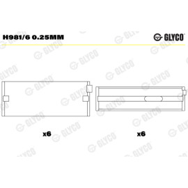 Комплект вкладышей двигателя Glyco h981/6025mm