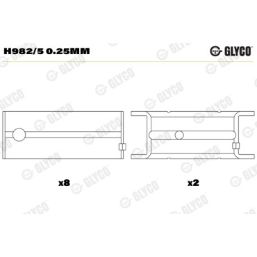 Комплект вкладышей двигателя Glyco h982/5025mm