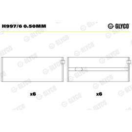 Комплект вкладишів двигуна Glyco h997/6050mm