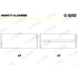 Комплект вкладышей двигателя Glyco h997/7025mm