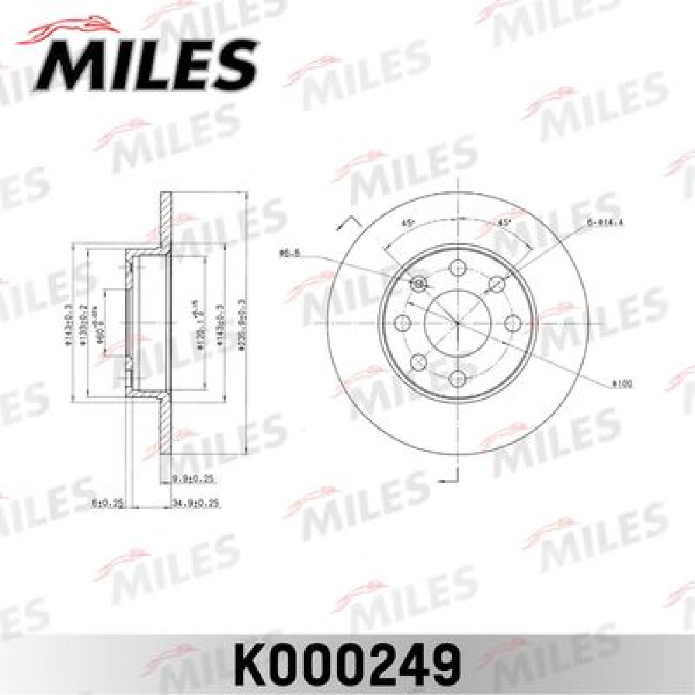 Диск тормозной передний MILES k000249