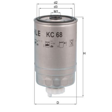 Фильтр топливный MAHLE kc68