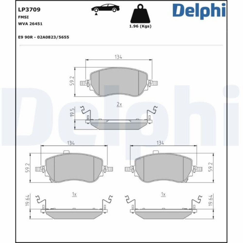 Комплект гальмівних колодок з 4 шт. дисків DELPHI lp3709