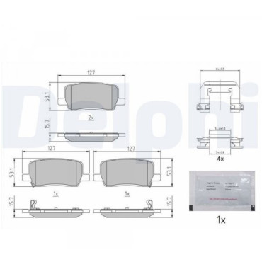 Комплект тормозных колодок из 4 шт. дисков DELPHI lp5039ev