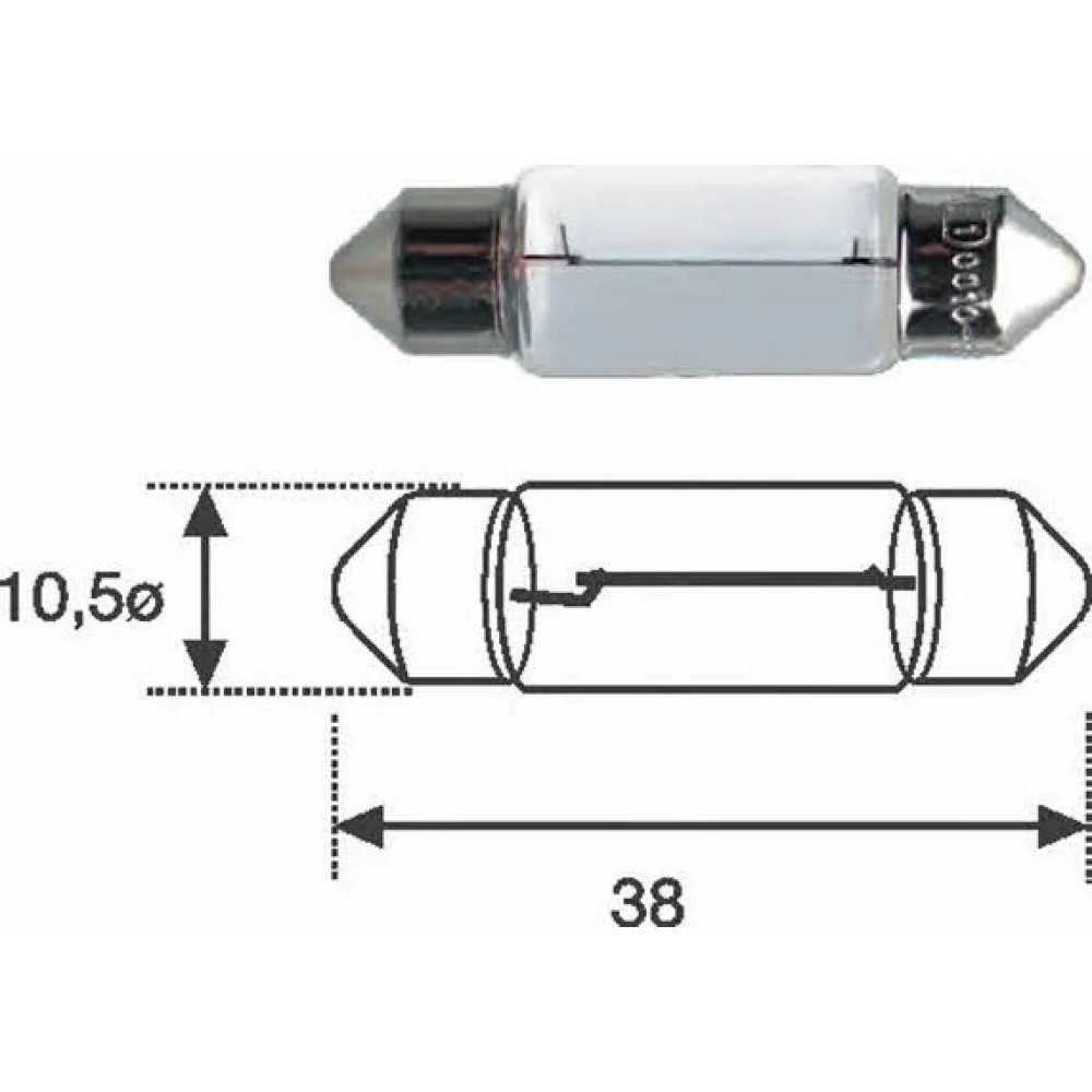 C10W 12 Лампа розжарювання (12V C10W) MAGNETI MARELLI 009461100000