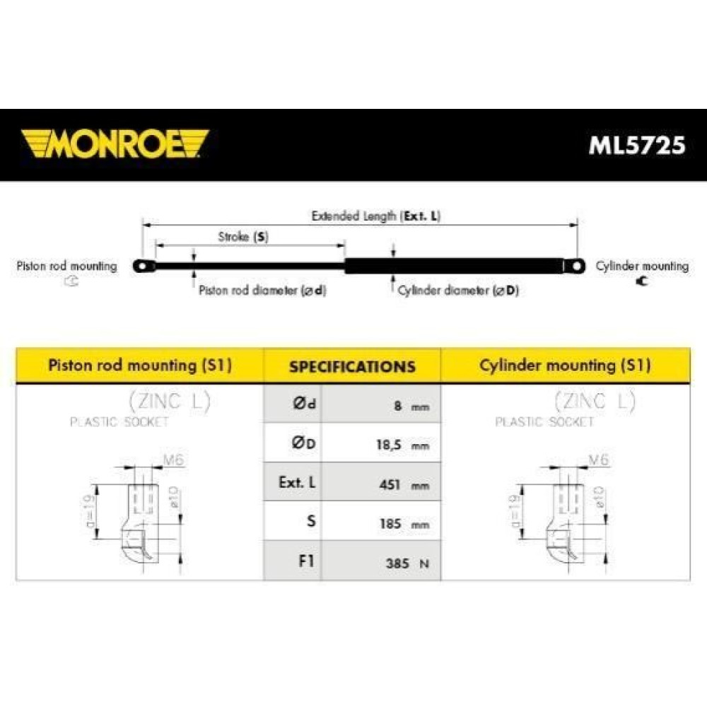 Амортизатор багажника MONROE ml5725