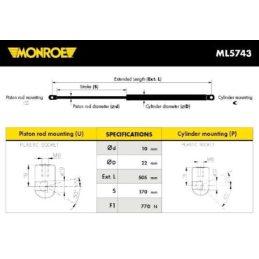 Демпфер дверей багажника MONROE ml5743