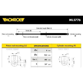 MONROE ml5776 Демпфер дверей багажника MONROE ml5776