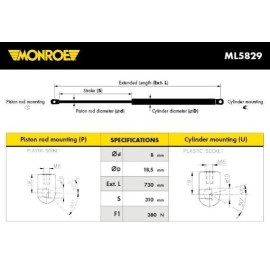 MONROE ml5829 Амортизатор багажника MONROE ml5829