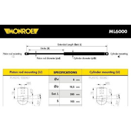 MONROE ml6000 Демпфер дверей багажника MONROE ml6000