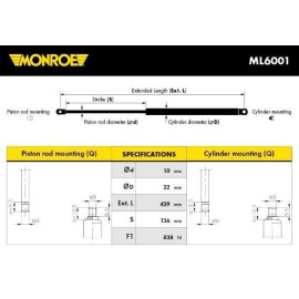 Амортизатор багажника MONROE ml6001