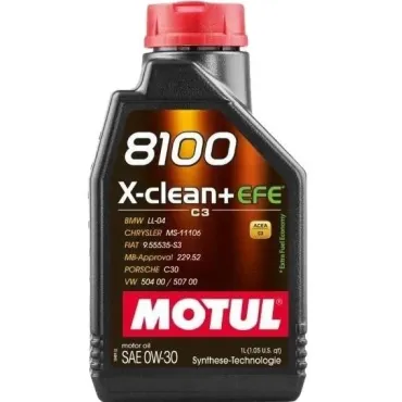 Олива моторна 8100 X-clean+ EFE 0W30 1L MOTUL 111657